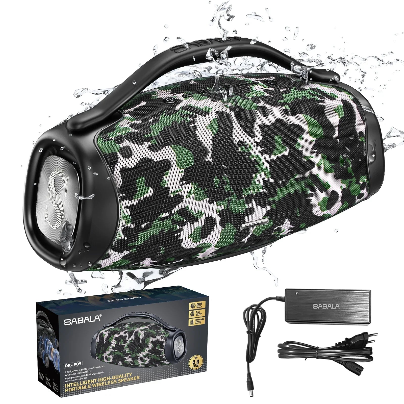 đ„ QUEIMA DE ESTOQUE!! đ„ Caixa de Som Sabala Boombox DR-909 Bluetooth 200w 39000mah Tws Ipx6.