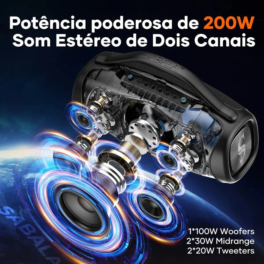 🔥  QUEIMA DE ESTOQUE!! 🔥 Caixa de Som Sabala Boombox DR-909 Bluetooth 200w 39000mah Tws Ipx6.